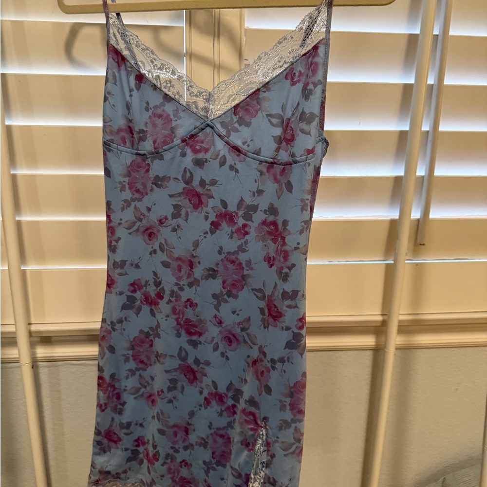 Urban Outfitters Floral Lace Mini Dress - Blue and Pink